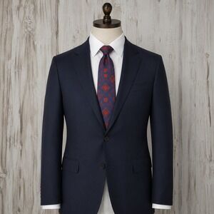 John Frederics Vintage Silk Tie Blue Red Geometric Medallion Pattern Mens